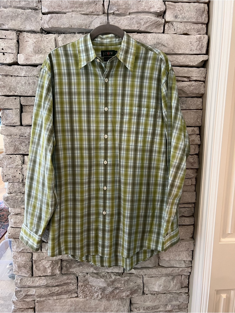 J. Crew Olive Green Plaid Long-Sleeve Cotton Button-Down Shirt